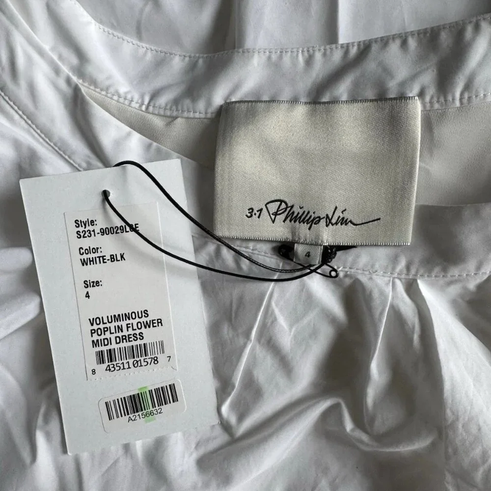 NWT 3.1 PHILLIP LIM One-shoulder ruffled poplin midi dress white sz 4 $750 - Picture 5 of 6